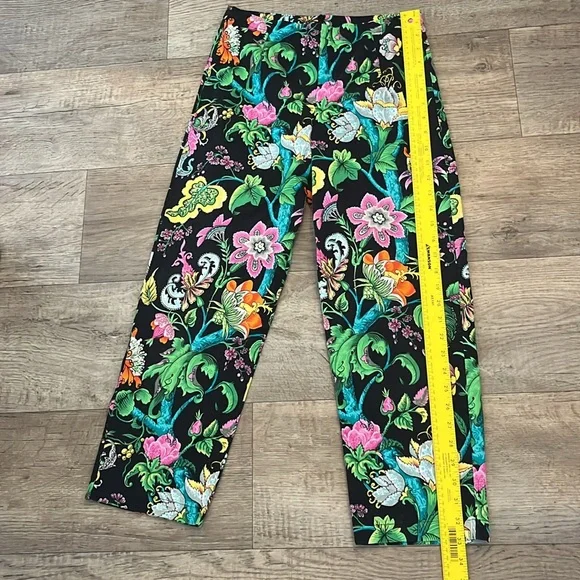 Vintage Staples Slacks Pants Black Vibrant Floral Print Size 6 - Picture 10 of 12